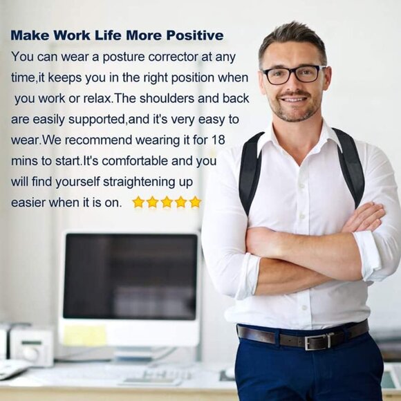 Posture Corrector Upper Back Brace Neck Shoulder Back Support Brace Pain Relief - Picture 5 of 6